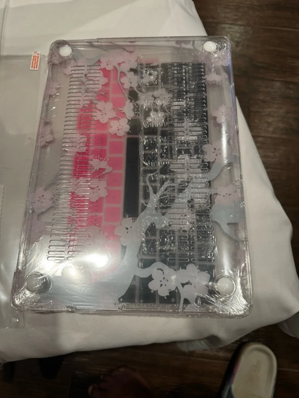 Pink Cherry Blossom MacBook Case with Matching Pink Keyboard Cover